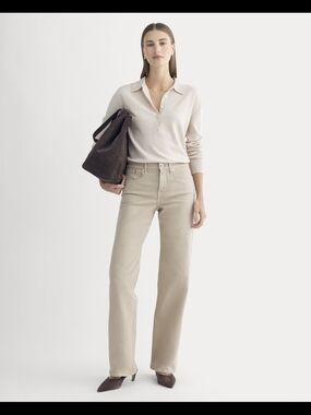 Everlane Straight-Leg Jeans in Light Beige